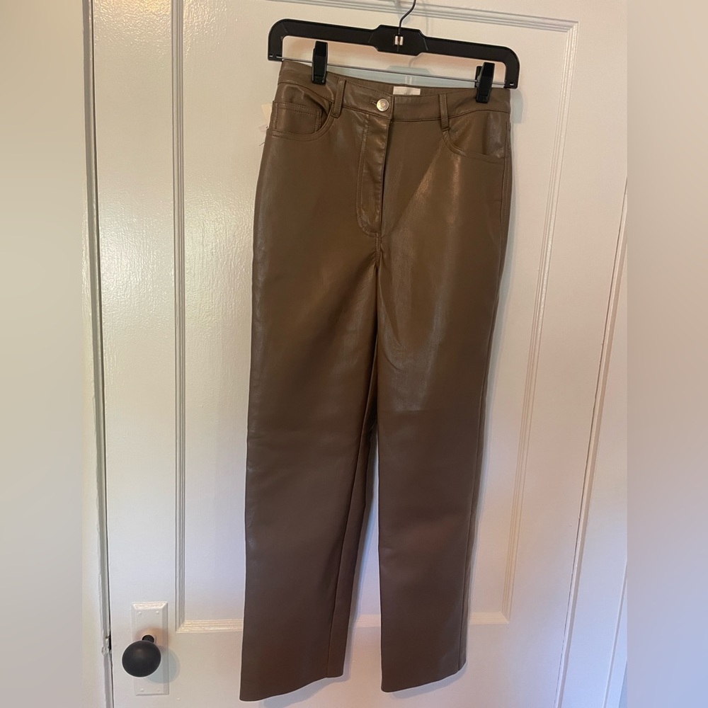 ARITZIA Melina Ankle Leather Pant in Brown